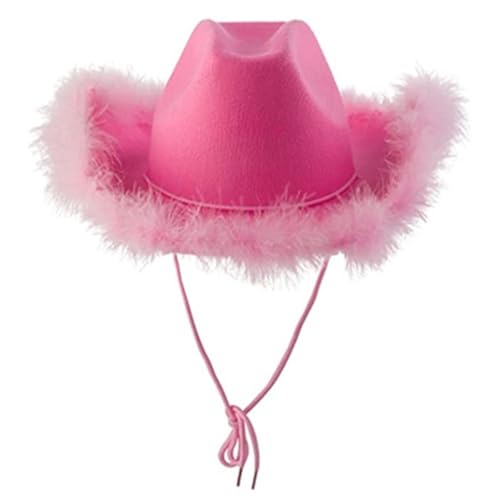 Cowgirl- aus Filz für Damen mit Federrand – Zubehör Cowgirl- Disco mit Federn, Cowboyhut für Halloween von Acunny