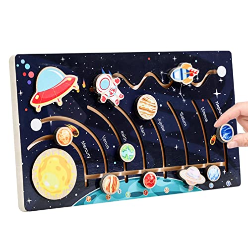 Spielzeug Sonnensystem Puzzle Spielzeug Für Kinder Eine Sonne Und Acht Planeten Holzpuzzle Ornamente Denktraining Lernspielzeug Kinderpuzzle Für Mädchen Planetenpuzzle von Acunny