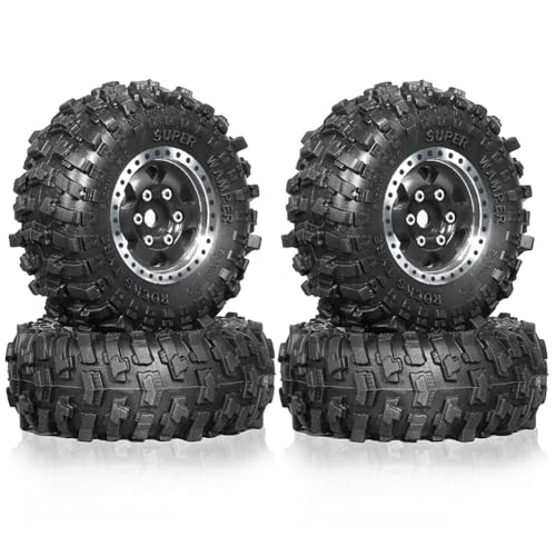 Acvxulfs 4 Stück 51 mm 1,0 Metall-Beadlock-Radreifensatz für 1/18 1/24 RC Crawler Car TRX4M SCX24 AX24 FCX24 Upgrade-Teile Schwarz von Acvxulfs