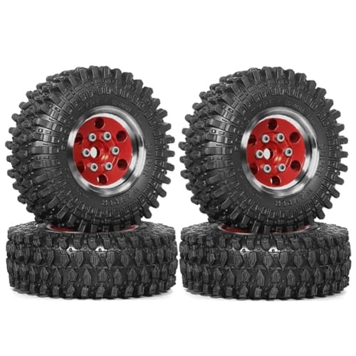 Acvxulfs 4 Stück 55 mm 1,0 Metall-Beadlock-Radreifen für 1/18 1/24 RC Crawler Car TRX4M SCX24 Upgrade-Teile Zubehör Rot von Acvxulfs