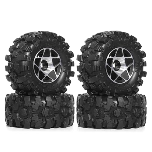 Acvxulfs 4 Stück 57 mm 1,0 Metall-Beadlock-Radreifensatz für 1/18 1/24 RC Crawler Car TRX4M SCX24 AX24 FCX24 Schwarz von Acvxulfs