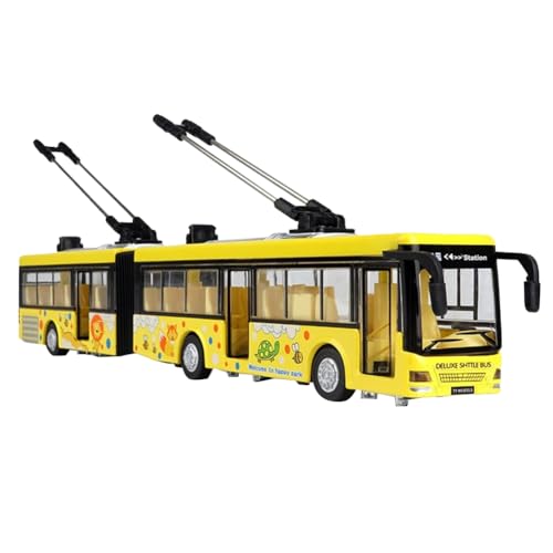 Acvxulfs Hohe Simulation 1:50 Legierung Pull Back Doppelbus Stadtbus Modellfahrzeuge Metall Druckguss Blinkende Musik Spielzeug Gelb von Acvxulfs