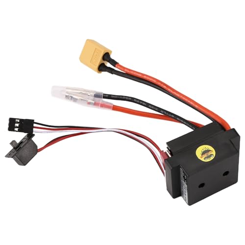 Acvxulfs RC Hobby 60A ESC Bürstenmotor-Drehzahlregler mit 2A BEC Hochspannung 6-12V Bürsten-ESC für RC-Schiff & RC-Car-ESC,A von Acvxulfs