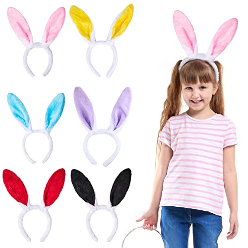 Acxilexy 6 Stück Hasen Ohren Stirnband Set, Kaninchen Cosplay Haarband, Plüsch Bunny Ohren Haarreif, Bunny Kostüm Cosplay Stirnband für Kinder Erwachsene Ostern Karneval Geburtstag Party von Acxilexy