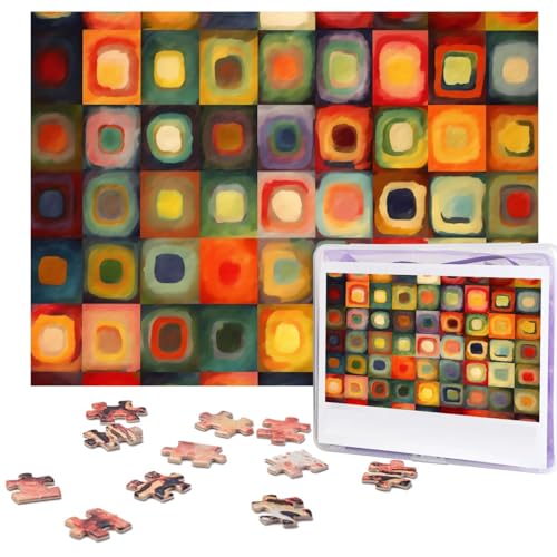 Abstrakte Kunst Quadrate Puzzles 500 Teile Personalisierte Puzzles für Erwachsene Fotopuzzle Holzpuzzle Geschenk Home Art Wandbehang Dekor für Geburtstag Hochzeit Valentinstag Jahrestag von AdaNti