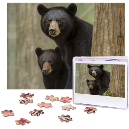 Black Bear Mother and Cub Puzzles 500 Pieces Personalized Jigsaw Puzzles for Adults Photo Puzzle Wooden Puzzle Gift Home Art Wall Hanging Decor for Birthday Wedding Valentine's Day Anniversary von AdaNti