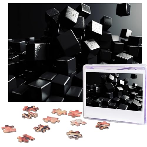 Black Cubes Puzzles 500 Teile Personalisierte Puzzles für Erwachsene Fotopuzzle Holzpuzzle Geschenk Home Art Wandbehang Dekor für Geburtstag Hochzeit Valentinstag Jahrestag von AdaNti