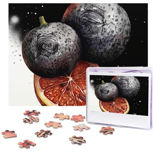 Black Fruit Art Puzzles 500 Pieces Personalized Jigsaw Puzzles for Adults Photo Puzzle Wooden Puzzle Gift Home Art Wall Hanging Decor for Birthday Wedding Valentine's Day Anniversary von AdaNti