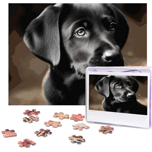 Black Labrador Puppy Puzzles 500 Pieces Personalized Jigsaw Puzzles for Adults Photo Puzzle Wooden Puzzle Gift Home Art Wall Hanging Decor for Birthday Wedding Valentine's Day Anniversary von AdaNti