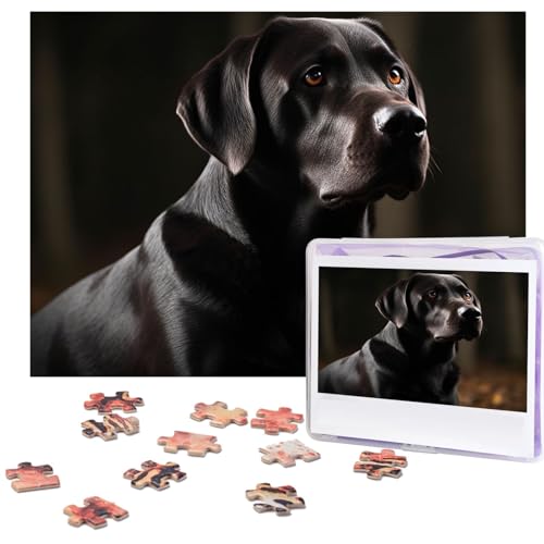 Black Labrador Puzzles 500 Teile Personalisierte Puzzles für Erwachsene Fotopuzzle Holzpuzzle Geschenk Home Art Wandbehang Dekor für Geburtstag Hochzeit Valentinstag Jahrestag von AdaNti