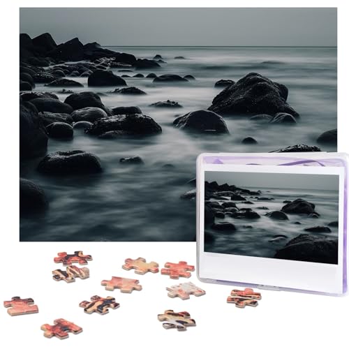 Black Rocks on The Water Puzzles 500 Pieces Personalized Jigsaw Puzzles for Adults Photo Puzzle Wooden Puzzle Gift Home Art Wall Hanging Decor for Birthday Wedding Valentine's Day Anniversary von AdaNti