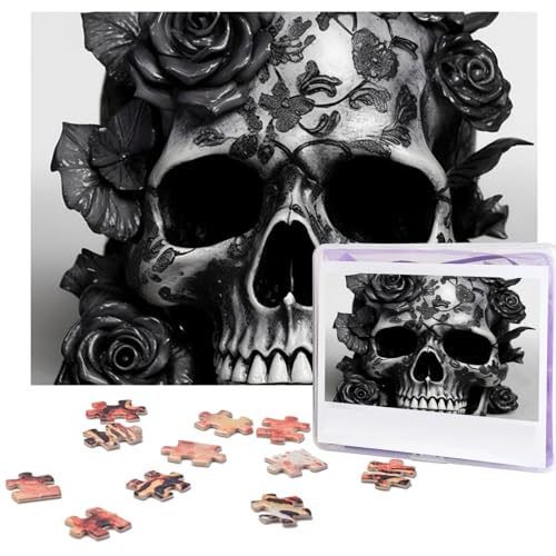 Black Skull Rose Puzzles 500 Pieces Personalized Jigsaw Puzzles for Adults Photo Puzzle Wooden Puzzle Gift Home Art Wall Hanging Decor for Birthday Wedding Valentine's Day Anniversary von AdaNti