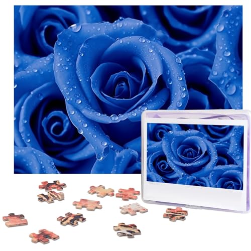 Blue Rose Puzzles 500 Teile Personalisierte Puzzles für Erwachsene Fotopuzzle Holzpuzzle Geschenk Home Art Wandbehang Dekor für Geburtstag Hochzeit Valentinstag Jahrestag von AdaNti