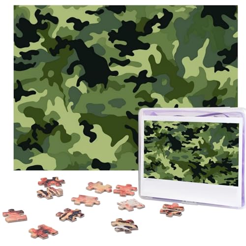 Camo Green Puzzles 500 Teile Personalisierte Puzzles für Erwachsene Fotopuzzle Holzpuzzle Geschenk Home Art Wandbehang Dekor für Geburtstag Hochzeit Valentinstag Jahrestag von AdaNti