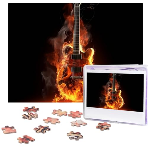 Fire Guitar Puzzles 500 Pieces Personalized Jigsaw Puzzles for Adults Photo Puzzle Wooden Puzzle Gift Home Art Wall Hanging Decor for Birthday Wedding Valentine's Day Anniversary von AdaNti