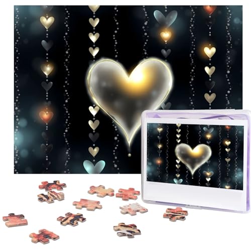 Glowing Love Puzzles 500 Pieces Personalized Jigsaw Puzzles for Adults Photo Puzzle Wooden Puzzle Gift Home Art Wall Hanging Decor for Birthday Wedding Valentine's Day Anniversary von AdaNti