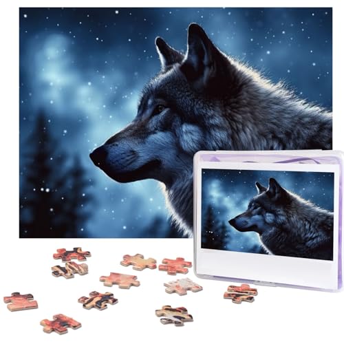 Lonely Wolf Puzzles 500 Teile Personalisierte Puzzles für Erwachsene Fotopuzzle Holzpuzzle Geschenk Home Art Wandbehang Dekor für Geburtstag Hochzeit Valentinstag Jahrestag von AdaNti