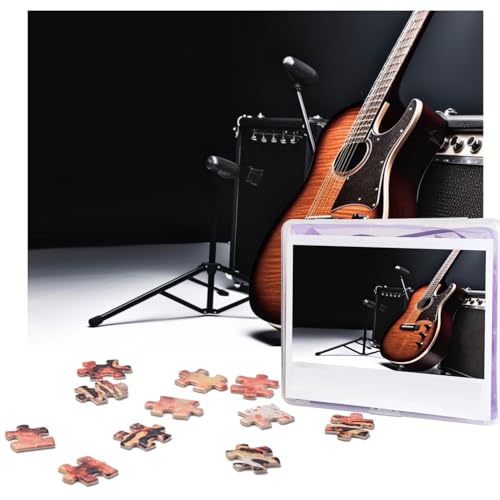 Musikinstrument Gitarre Puzzles 500 Teile Personalisierte Puzzles für Erwachsene Fotopuzzle Holzpuzzle Geschenk Home Art Wandbehang Dekor für Geburtstag Hochzeit Valentinstag Jahrestag von AdaNti