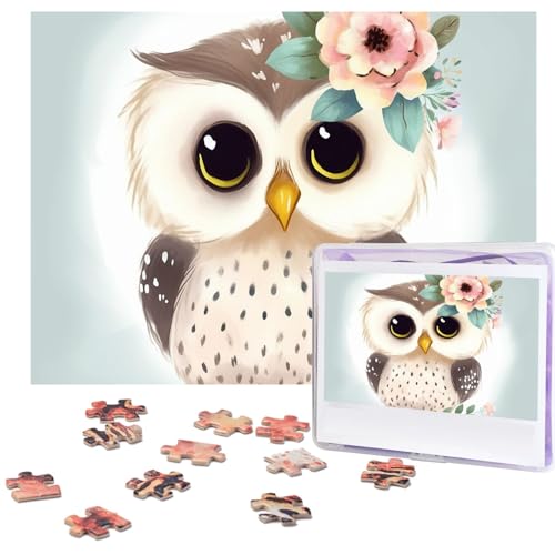 Niedliche Eule mit Blumen Puzzles 500 Teile Personalisierte Puzzles für Erwachsene Fotopuzzle Holzpuzzle Geschenk Home Art Wandbehang Dekor für Geburtstag Hochzeit Valentinstag Jahrestag von AdaNti