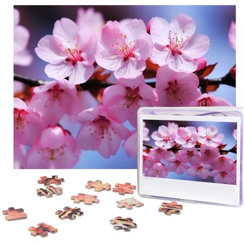 Pink Cherry Blossoms Puzzles 500 Pieces Personalized Jigsaw Puzzles for Adults Photo Puzzle Wooden Puzzle Gift Home Art Wall Hanging Decor for Birthday Wedding Valentine's Day Anniversary von AdaNti