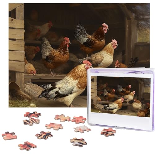 Roast Chicken Hen Farm Puzzles 500 Teile Personalisierte Puzzles für Erwachsene Fotopuzzle Holzpuzzle Geschenk Home Art Wandbehang Dekor für Geburtstag Hochzeit Valentinstag Jahrestag von AdaNti