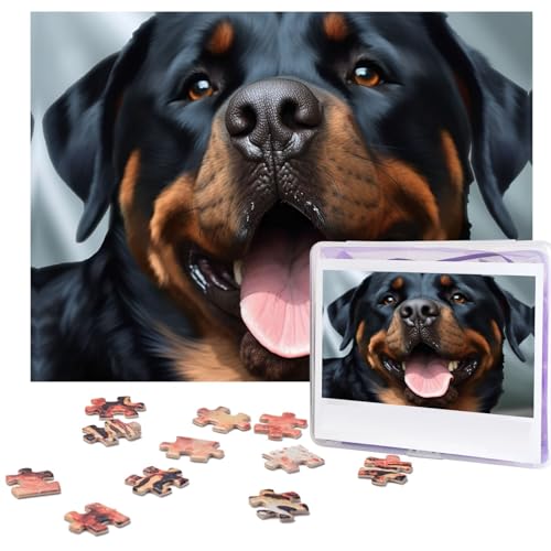 Rottweiler Hunde Zungenkopf Puzzles 500 Teile Personalisierte Puzzles für Erwachsene Fotopuzzle Holzpuzzle Geschenk Home Art Wandbehang Dekor für Geburtstag Hochzeit Valentinstag Jahrestag von AdaNti