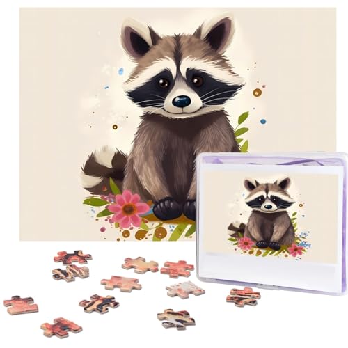 Waschbär Puzzles 500 Teile Personalisierte Puzzles für Erwachsene Fotopuzzle Holzpuzzle Geschenk Home Art Wandbehang Dekor für Geburtstag Hochzeit Valentinstag Jahrestag von AdaNti