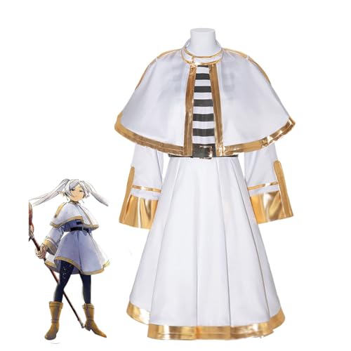 Adaira Frieren Cosplay Kostüm Anime Kleid Set Halloween Outfit Für Frauen,M-White von Adaira