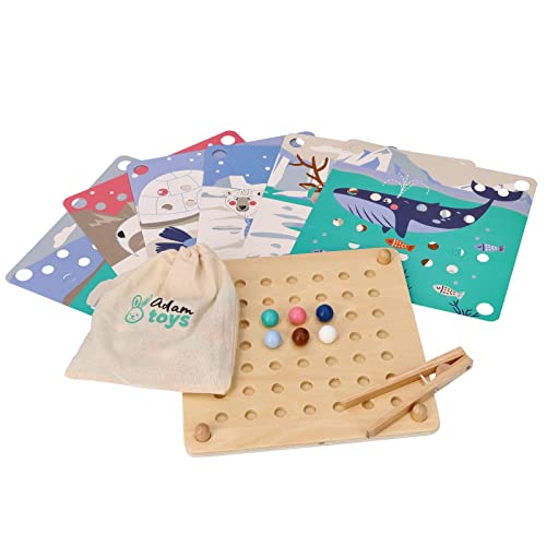 AdamToys Aldo Montessori Set mit Perlen aus Holz, Kollektion Polartiere von AdamToys