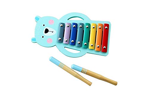 AdamToys Xylophon TEDDYBÄR Glockenspiel Holz 8 Klangplatten Babyspielzeug Instrument von AdamToys