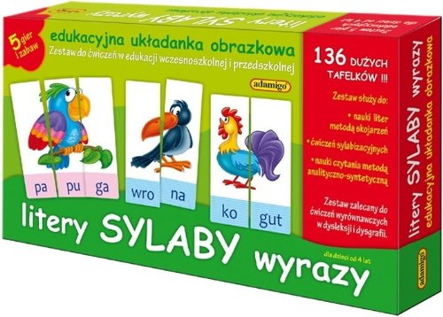 Litery sylaby wyrazy edukacyjna ukladanka obrazkowa von Adamigo