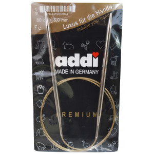 Addi Turbo Rundstricknadeln Messing 80cm 5,00mm / 31.5in US8 von Addi