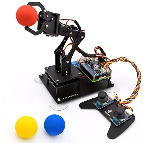 Adeept 5-DOF Axis Robot Arm Kit for Raspberry Pi 4 B 3 B+ B A+, DIY STEM Programmable Mini Robot Model Building Kit for Adults Teenagers mit Python-Code und Tutorials (PDF) (schwarz) von Adeept