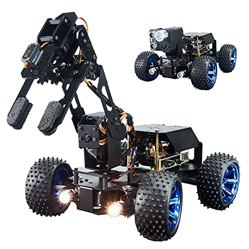 Adeept PiCar-Pro Raspberry Pi Smart Roboter Auto Kit Programmierung eines 2-in-1-4WD-Auto-Roboters mit 4-DOF-Roboterarm, elektronisches DIY-Robotik-Kit für Jugendliche & Erwachsene für Pi 4 4B 3B 3B+ von Adeept