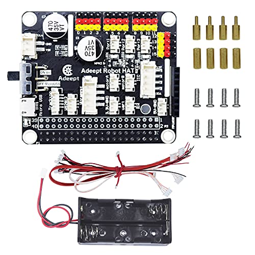 Adeept Raspberry Pi Robot HAT Kit, Smart Robot Car Driver Expansion Board Support Raspberry Pi 4 Model B 3B+ 3B 2B B+, L298P DC Motor Drive, PCA9685 16 Kanal 12-Bit PWM Servo Motor Treiber von Adeept