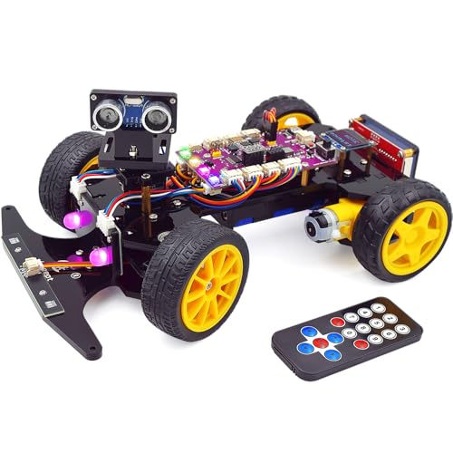 Adeept Smart Car Kit(Compatible with Arduino IDE), Line Tracking, Obstacle Avoidance, OLED Display, Ultrasonic Sensor, IR Wireless Remote Control, DIY STEM Educational Robot Car Kit von Adeept