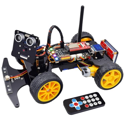 Adeept Smart Car Kit for ESP32-WROVER(Compatible with Arduino IDE), Line Tracking, Obstacle Avoidance, OLED Display, Ultrasonic Sensor, ESP32-CAM Video Transmission, Remote Control, DIY STEM Education von Adeept