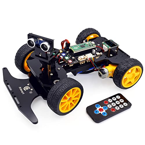 Adeept Smart Car Kit für Raspberry Pi Pico, Linienverfolgung, Hindernisvermeidung, buntes Licht, OLED-Display, DIY STEM IR ferngesteuertes pädagogisches Roboter-Auto-Set mit Tutorials von Adeept