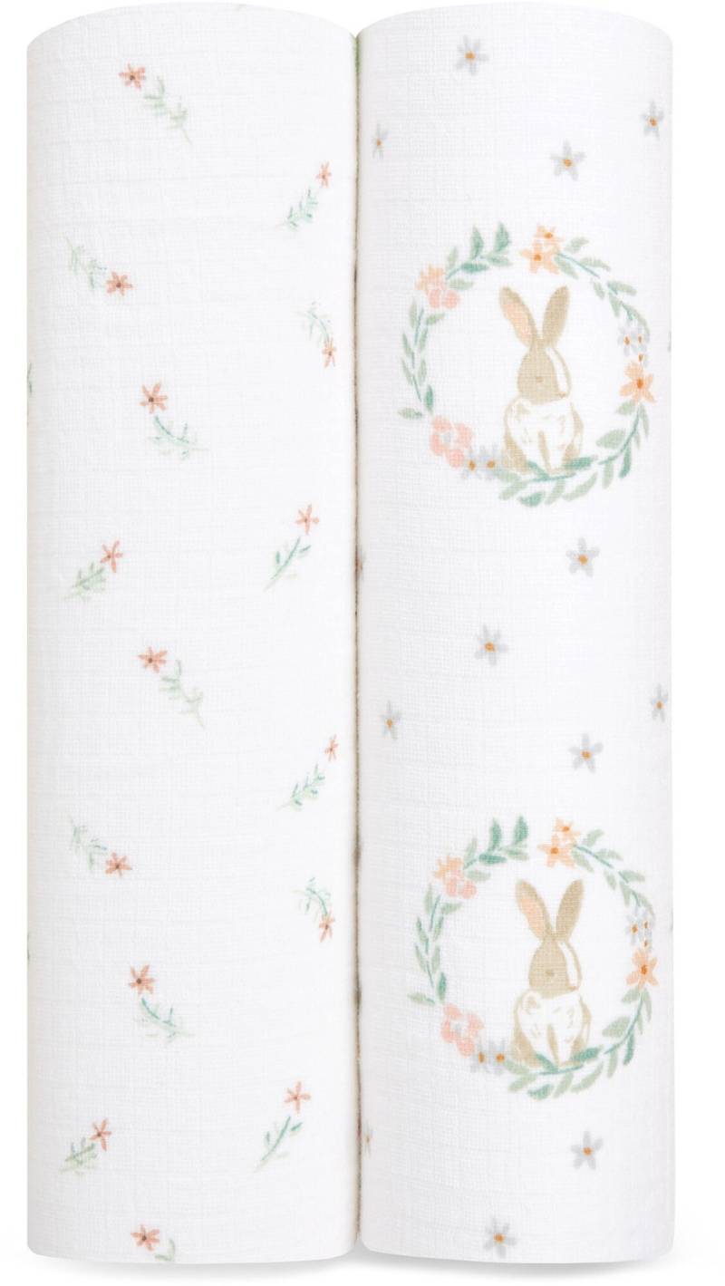 Aden + Anais Esse  Baumwollmusselin Pucktücher 2er-Pack, Blushing bunnies von Aden + Anais