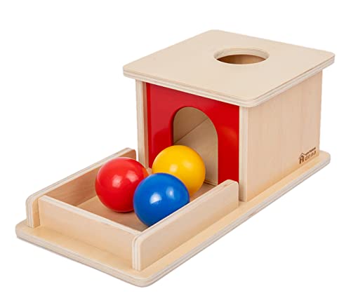 Adena Montessori Full Size Object Permanence Box mit Tray 3 Farbe Bälle Montessori Spielzeug von 6-12 Monaten Kleinkind 1 Jahr alt Babys Kleinkinder von Adena Montessori