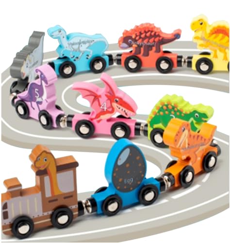 Adena Montessori Magnetischer Dinosaurier-Zahlenzug aus Holz, 0–10 Zähler, Lernbausteine für frühes Lernen, Spielzeug für Kinder, entwickelt Feinmotorik, für Jungen und Mädchen ab 3 Jahren von Adena Montessori