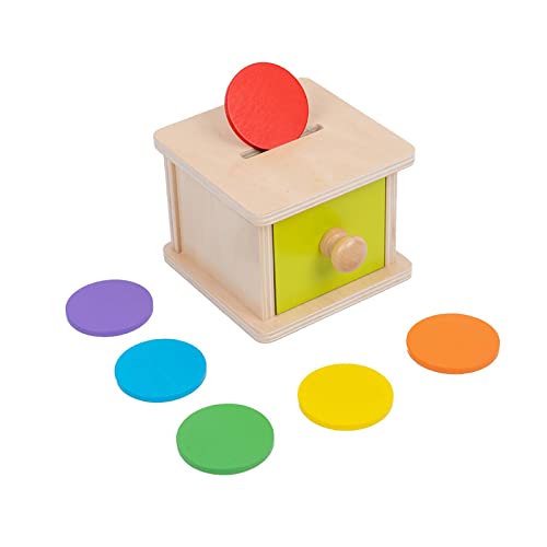 Adena Montessori Spielzeug ab 1 Jahr, Gelb-Grüner Tür Coin Box, Montessori Object Permanence Box Spielzeuge ab 6-12 Monate und 1-2 Jahre alte Kleinkinder und Säuglinge von Adena Montessori