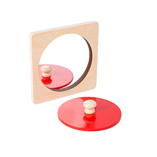 Montessori Baby Spiegel Spielzeug,Montessori Spiegel Peekaboo Knopf Puzzle-Jumbo Knopf Baby Puzzles für Easy Grasp,Form Sortierer,Montessori Puzzle für Babys 6-12 Monate(Spiegel Peekaboo Knopf Puzzle von Adena Montessori