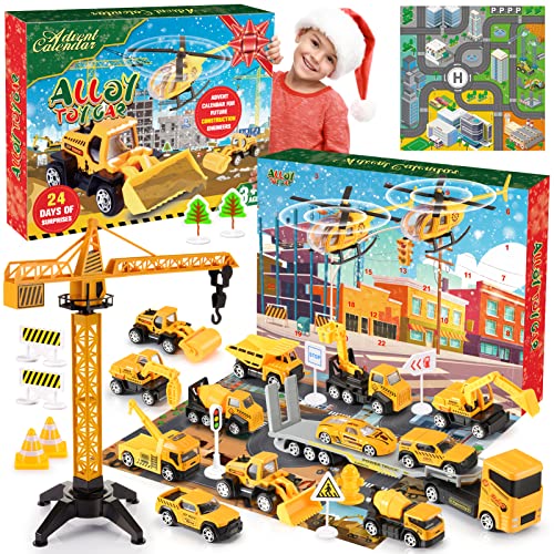 Adeokay Adventskalender 2024 Kinder, Spielzeug ab 3 4 5 6 Jahre Junge Weihnachtskalender Kinder Geschenk Junge 3-6 Jahre Baustelle Spielzeug ab 3-6 Jahre adventskalender kinder Spielzeug Auto von Adeokay