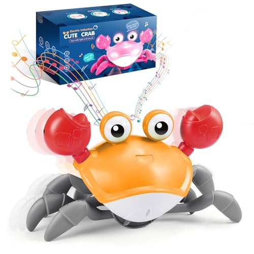 Adeokay Baby Crab Crawling Toy Krabbe Baby Spielzeug ab 1 2 3 Jahr, Spielzeug ab 6 7 8 9 10 Monate Kinderspielzeug ab 1-3 Jahre Junge Mädchen Krabbelspielzeug Baby von Adeokay