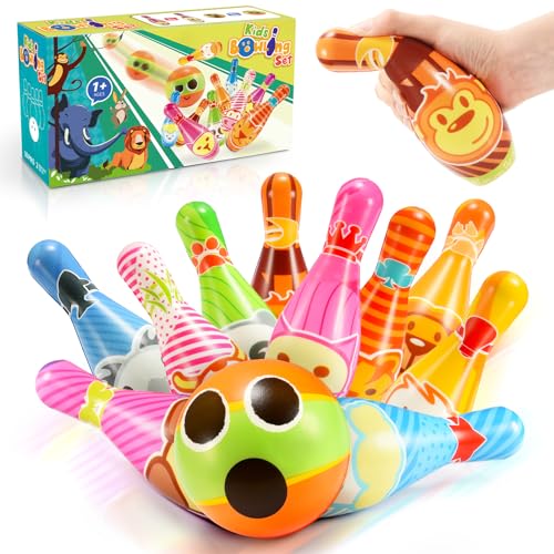 Adeokay Bowling Set Kinder, Spielzeug ab 2 3 4 5 6 7 Jahre Junge und Mädchen, Montessori Spielzeug 2-12 Jahre, Kinder Spielzeug 2 3 4 5 Jahre, Outdoor Spiele für Kinder Geschenke für 3-9 Junge Mädchen von Adeokay