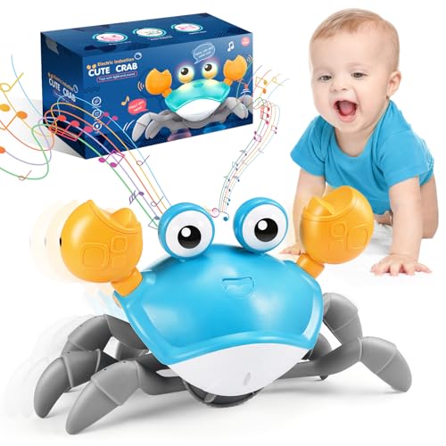 Kinderspielzeug ab 1 2 3 Jahr, Krabbe Baby Spielzeug ab 6 7 8 9 10 Monate Tummy Time Toys Crawling Crab Geschenk Kind 1-3 Jahre Junge Mädchen Crawl Musikalische Spielzeuge für Babies von Adeokay