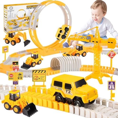 Adeokay Spielzeug ab 3 4 5 6 7 8 Jahre, Autorennbahn ab 3-8 Jahre Kinderspielzeug ab 3-8 Jahre Auto Spielzeug Geschenk Junge 3-8 Jahre Bagger Spielzeug ab 3-8 Jahre Rennbahn Kinder 3-8 Jahre von Adeokay