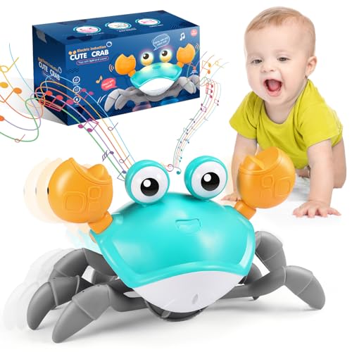 Krabbe Baby Spielzeug, Kinderspielzeug ab 1 2 3 Jahr Tummy Time Toys Baby Spielzeug ab 6 7 8 9 10 Monate Crawling Crab Ostergeschenke Kinder 1-3 Jahre Junge Mädchen Crawl Spielzeuge für Babies von Adeokay