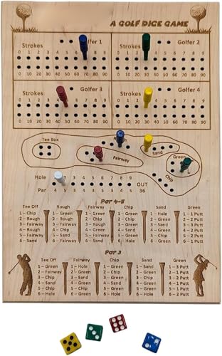 Aderpmin Golf Dice Game,A Golf Dice Board Game,Wood Tabletop Golf Dice Game,Fun Challenging Golf Dice Game,Portable Fun Game for Home, Travel Game,Great Gift for Golfers, Friends & Kids (A) von Aderpmin